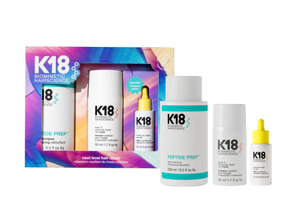 K18 BIOMIMETIC on sale HAIRSCIENCE Peptide Prep Shampoo 8.5oz & Repair Hair Mask 1.7oz